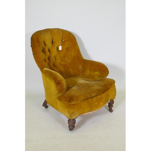 1122 - A Victorian button back nursing chair