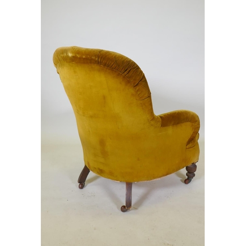 1122 - A Victorian button back nursing chair