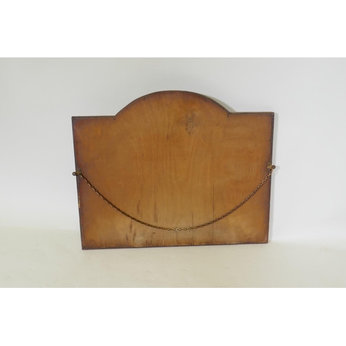 1128 - An Arts & Crafts hammered copper framed wall mirror with bevelled glass, in the manner of Libert... 