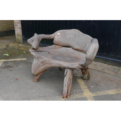 1182 - A root-wood garden bench, 120cm wide