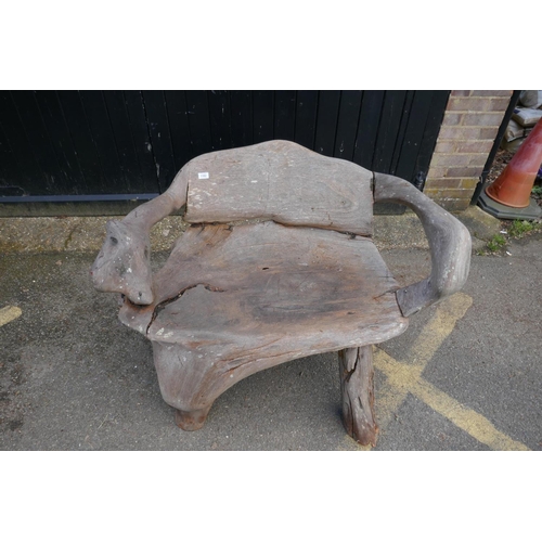 1182 - A root-wood garden bench, 120cm wide