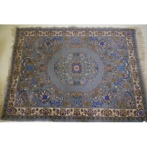 1184 - A pink ground Moroccan wool carpet, 125 x 193cm and a blue ground similar, 123 x 167cm