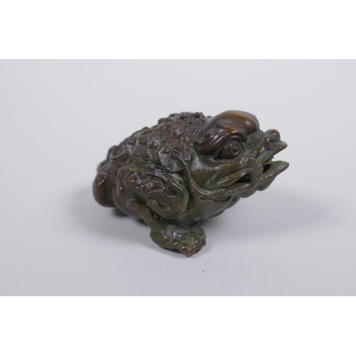 135 - A Chinese bronze chan chu, 7cm long