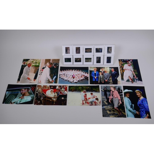 142 - A set of ten photographic slides depicting Princess Diana and set of accompanying photographs