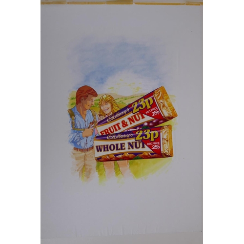 162 - An original 1980s Cadbury Fruit & Nut advertising campaign design, 35 x 47, together with a Boos... 