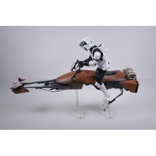 166 - Hasbro Star Wars Speeder bike and scout trooper model, in original box, A/F 63 x 19cm, 36cm high