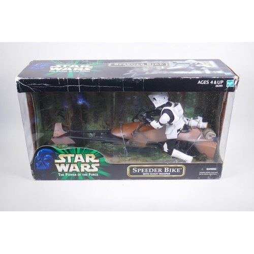 166 - Hasbro Star Wars Speeder bike and scout trooper model, in original box, A/F 63 x 19cm, 36cm high