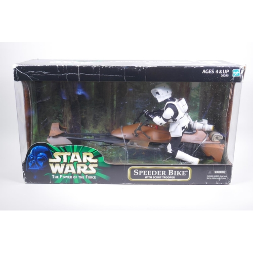 166 - Hasbro Star Wars Speeder bike and scout trooper model, in original box, A/F 63 x 19cm, 36cm high