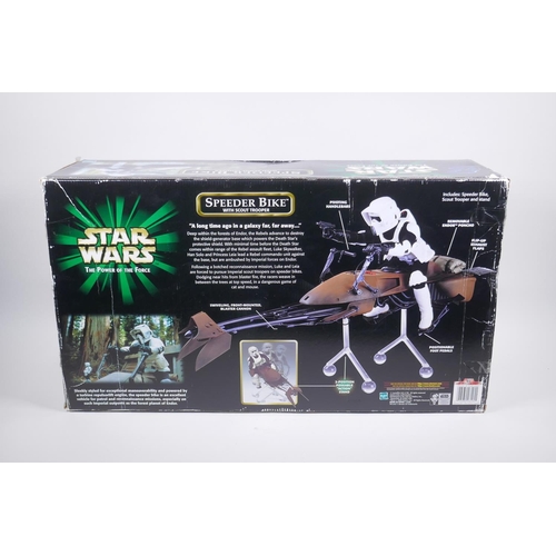 166 - Hasbro Star Wars Speeder bike and scout trooper model, in original box, A/F 63 x 19cm, 36cm high