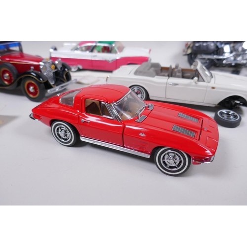 168 - A collection of six Franklin Mint diecast scale model cars including a Ford Crown Victoria, a Merced... 