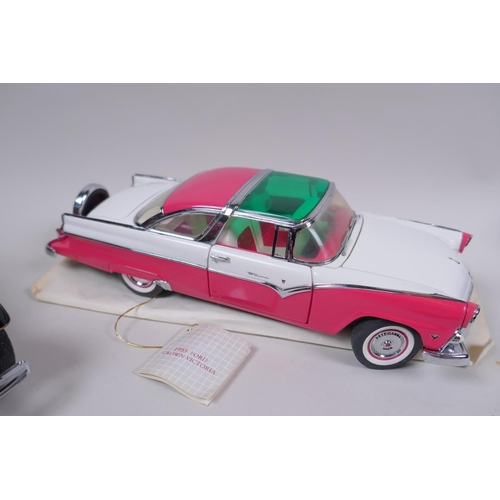 168 - A collection of six Franklin Mint diecast scale model cars including a Ford Crown Victoria, a Merced... 