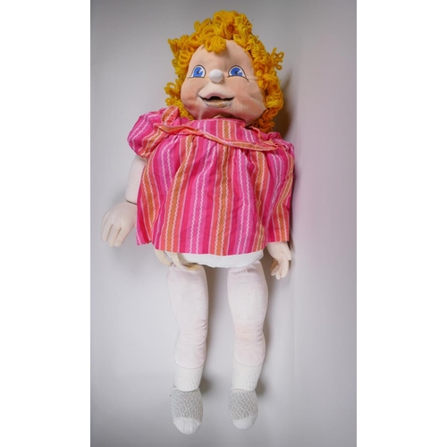 177 - A hand crafted puppet by Christine Glanville with an opening to the reverse of the head, 95cm long