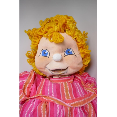 177 - A hand crafted puppet by Christine Glanville with an opening to the reverse of the head, 95cm long