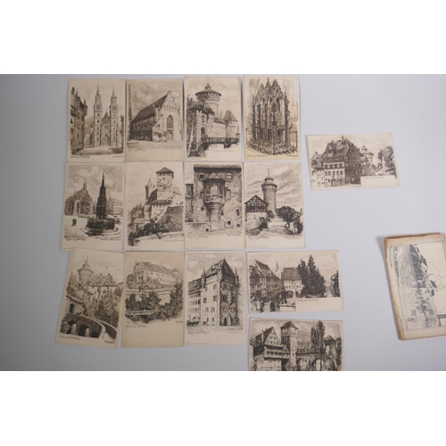 182 - A quantity of late C19th and C20th postcards including engravings of German landmarks, greetings car... 