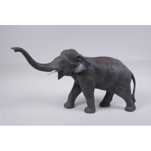 186 - An Austrian style cold painted bronze figure of an elephant, 36cm long, 21cm high