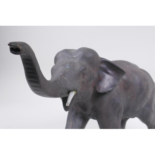 186 - An Austrian style cold painted bronze figure of an elephant, 36cm long, 21cm high