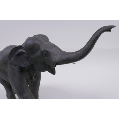 186 - An Austrian style cold painted bronze figure of an elephant, 36cm long, 21cm high