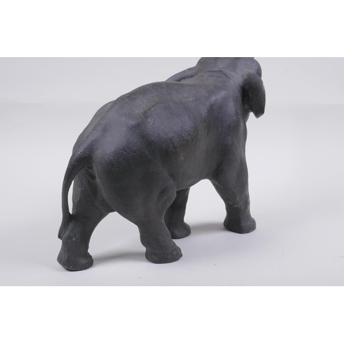 186 - An Austrian style cold painted bronze figure of an elephant, 36cm long, 21cm high