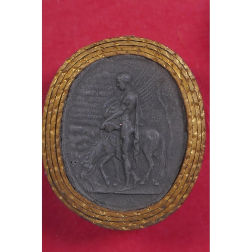 2 - A framed set of C19th Grand Tour Intaglios depicting classical figures, each individually wrapped in... 