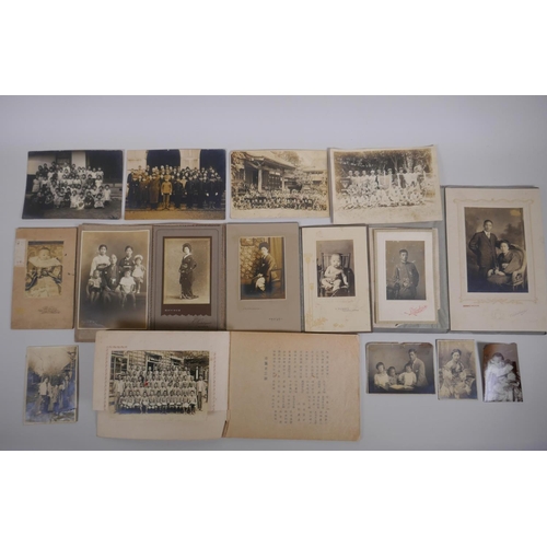 214 - A collection of late C19th and early C20th Japanese portrait photographs, 15 x 10cm largest