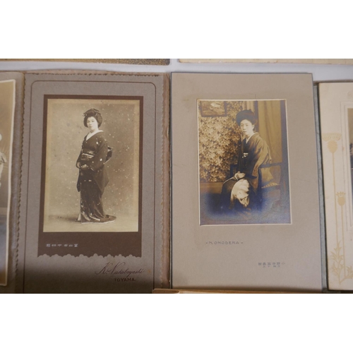 214 - A collection of late C19th and early C20th Japanese portrait photographs, 15 x 10cm largest