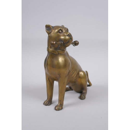 44 - A bronze figure of a pit bull terrier, 17cm high