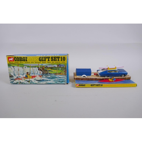 81 - Corgi Toys Gift Set 10, a Marlin-Rambler Sports Fastback with Ottersport kayak, figure and camping t... 