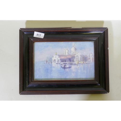 817 - Venetian View, early/mid C20th, oil on canvas board, 23 x 15cm