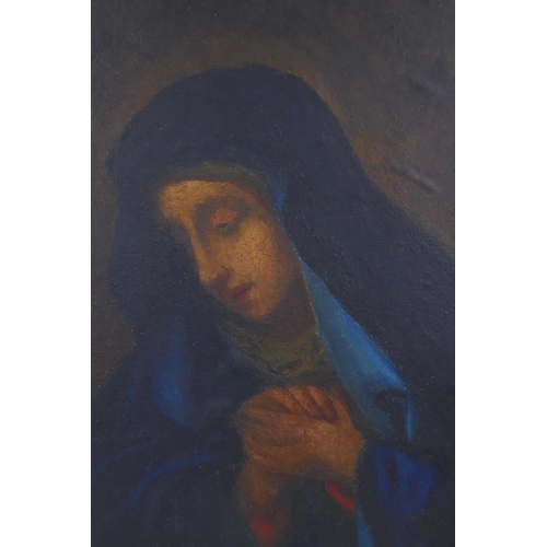 821 - An C18th/C19th portrait of The Madonna at prayer, in the manner of Giovanni Battista Salvi, oil on c... 