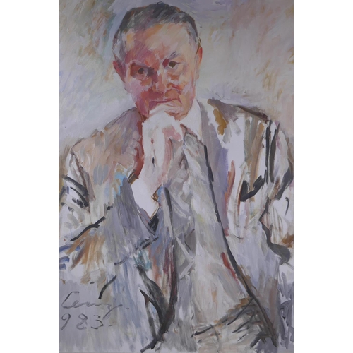 832 - Bruno Lenz, (German, 1911-2006), portrait of a gentleman, signed, oil on canvas, also signed and ins... 