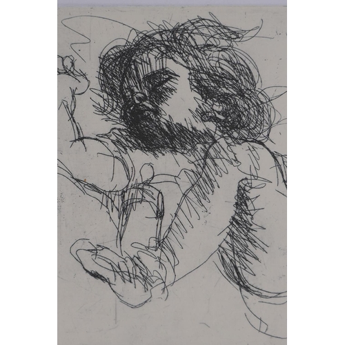 834 - Douglas Portway, portrait of a sleeping child, signed etching, unframed, 50 x 35cm 