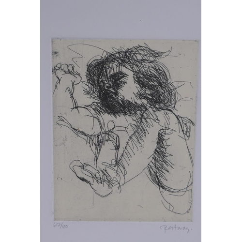 834 - Douglas Portway, portrait of a sleeping child, signed etching, unframed, 50 x 35cm 