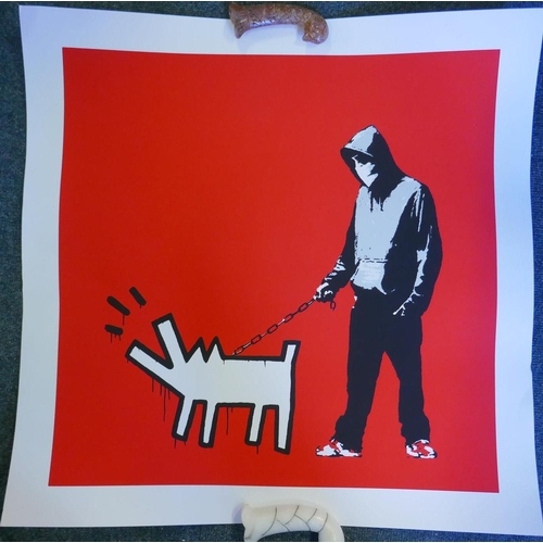 835 - After Banksy, Choose Your Weapon, limited edition copy screen print, 85/500, by the West Country Pri... 