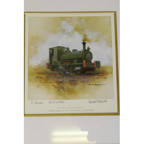 850 - David Shepherd, the East Somerset Railway, four prints of locomotives, signed by the artist with a d... 