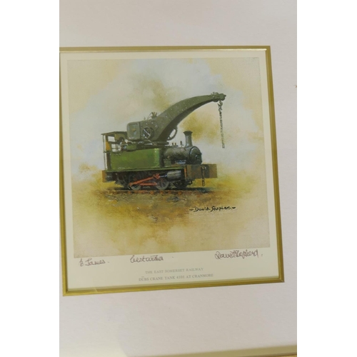 850 - David Shepherd, the East Somerset Railway, four prints of locomotives, signed by the artist with a d... 