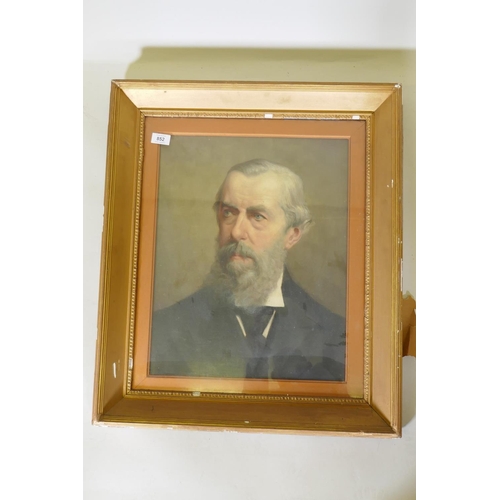 852 - Portrait of a gentleman, unsigned, late C19th oil on canvas in a gilt frame, 39 x 52cm