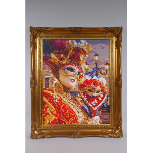 853 - Venice Carnival participant, oil on canvas board, 40 x 50cm