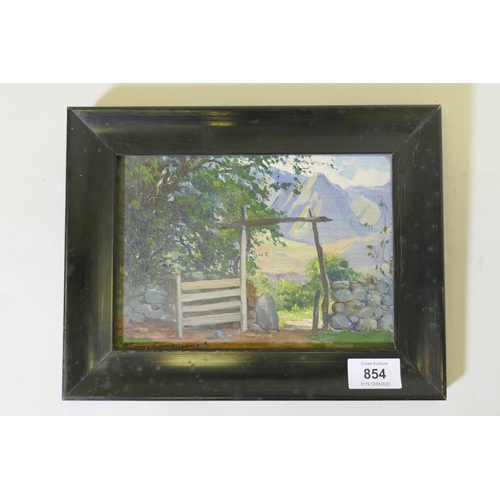 854 - Ricardo Gomez Campazano, Colombian landscape, signed, oil on panel, 14 x 20cm