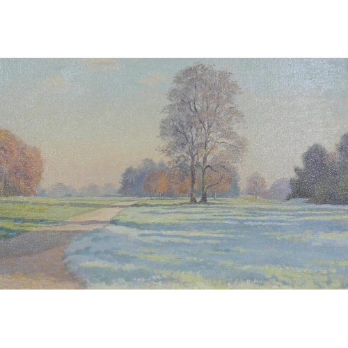 859 - Robert Strand, Frosty Morning, Polesden Lacey, signed and dated '81, oil on canvas, 43 x 35cm