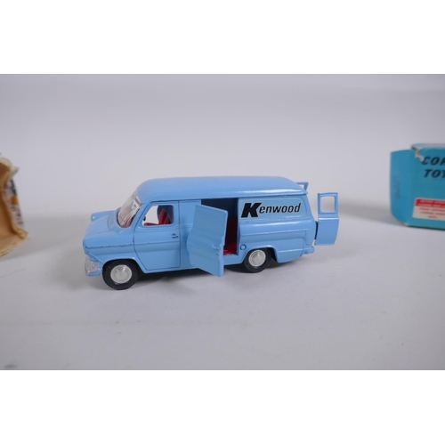 87 - Dinky Toys, 407 Kenwood Ford Transit Van, box AF, and a Corgi Toys 464 Commer Police Van with flashi... 