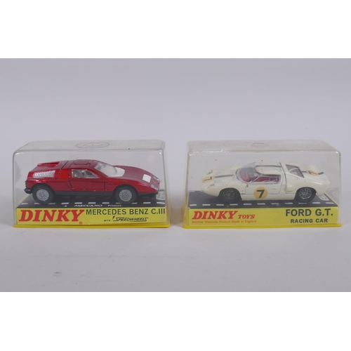 88 - Dinky 215 Ford GT Racing Car in plastic case, and Mercedes Benz C.111 Speedwheels No 224 in plastic ... 