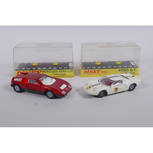 88 - Dinky 215 Ford GT Racing Car in plastic case, and Mercedes Benz C.111 Speedwheels No 224 in plastic ... 