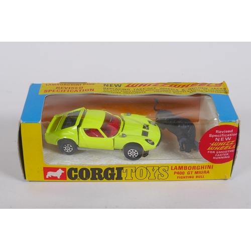 90 - Corgi 342 Lamborghini P400 GT Miura, Fighting Bull, Revised Specification with whizzwheels, replacin... 