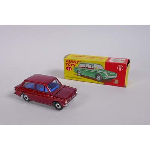 93 - Dinky 138 Hillman Imp Saloon, complete with suitcase and original box, and a Dinky 205 Lotus Cortina... 