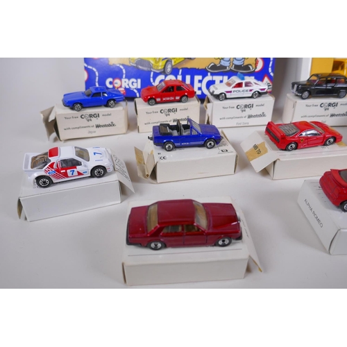 97 - A Special Edition Weetabix Corgi Collection Box containing an Aston Martin DB6, a London bus and an ... 