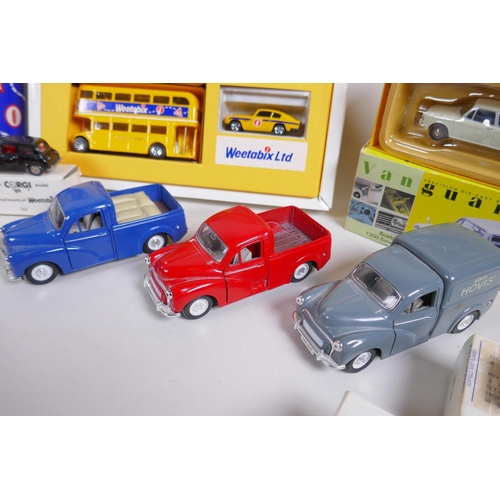 97 - A Special Edition Weetabix Corgi Collection Box containing an Aston Martin DB6, a London bus and an ... 