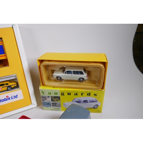 97 - A Special Edition Weetabix Corgi Collection Box containing an Aston Martin DB6, a London bus and an ... 