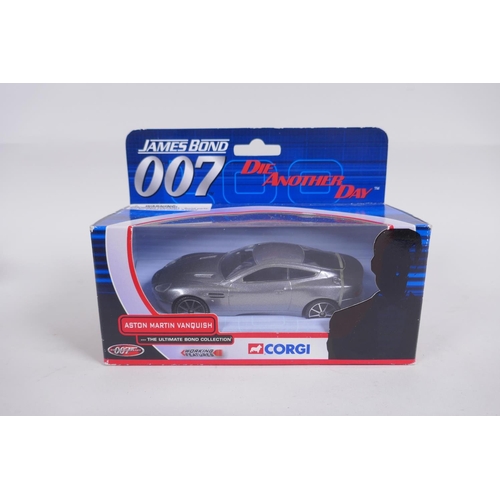 98 - Four Corgi James Bond 007 diecast model cars, including the Aston Martin Volante (04801) from The Li... 