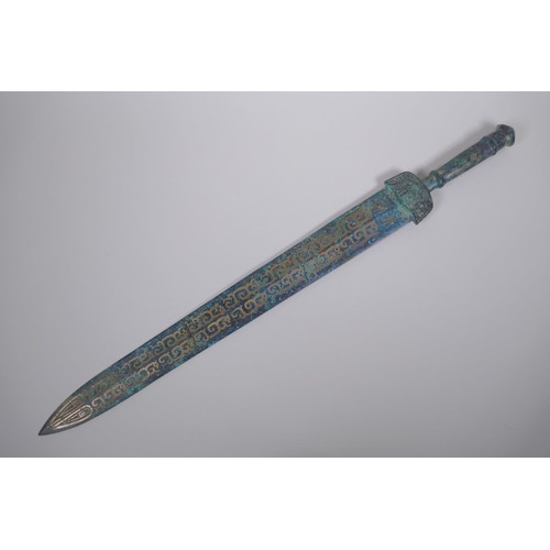 161 - A bronze Archaic style short sword, 62cm long