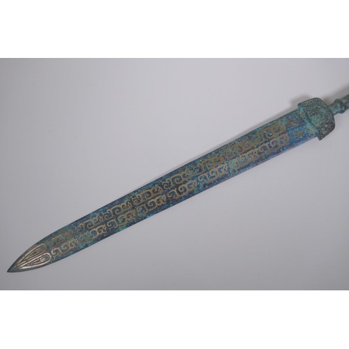 161 - A bronze Archaic style short sword, 62cm long